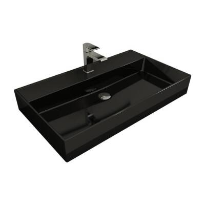 Bocchi Milano Tezgah Üstü Lavabo 80 cm Parlak Siyah 1377-005-0126 - BOCCHI