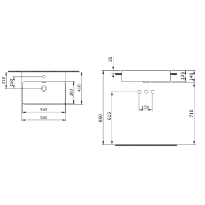 Bocchi Milano Yarım Tezgah Lavabo 56 cm - BOCCHI (1)