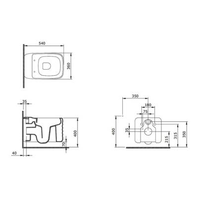 Bocchi New Age Rimless Asma Klozet Parlak Beyaz Kapak Hariçtir 1409-001-0128 - BOCCHI (2)