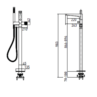 Bocchi New Age Siyah Yerden Küvet Bataryası - BOCCHI (1)