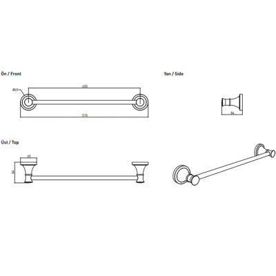 Bocchi Nuova Krom Havluluk Uzun 520 mm - BOCCHI (1)