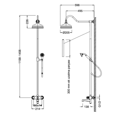 Bocchi Orient Banyo Bataryası Duş Kolonu ve El Duş Seti Krom - BOCCHI (1)