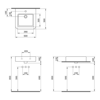 Bocchi Parma Lavabo 50 cm Parlak Beyaz 1122-001-0126 - BOCCHI (2)