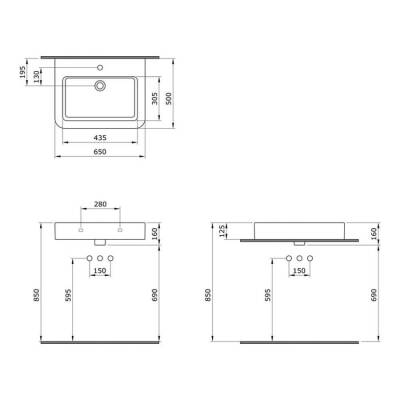 Bocchi Parma Lavabo 65 cm Parlak Beyaz 1123-001-0126 - BOCCHI (2)