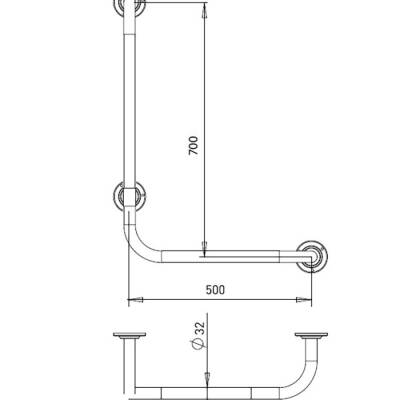 Bocchi Paslanmaz Çelik Tutunma Barı L Tipi TBPC-102-0090 - BOCCHI (1)