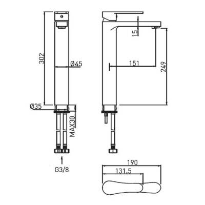 Bocchi Pera Yüksek Lavabo Bataryası Krom 1020 0002 - BOCCHI (1)