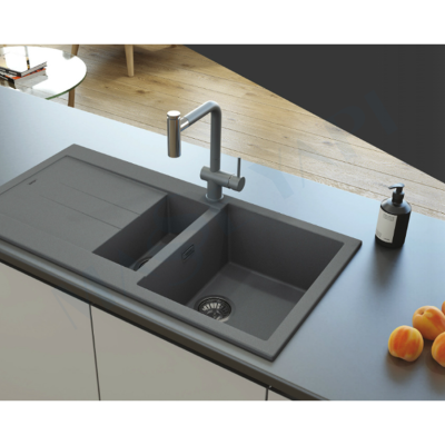 Bocchi Prato 990X500 1.5 Gözlü Damlalıklı Concrete Granit Eviye - BOCCHI (2)