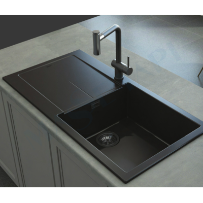 Bocchi Prato 990X500 Tek Gözlü Damlalıklı Deep Black Granit Eviye - BOCCHI (2)