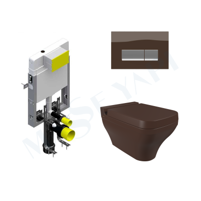 Bocchi Scala Asma Klozet -Mat Kahve Set ( Kapak Dahil ) + Gömme Rezervuar Seti - BOCCHI
