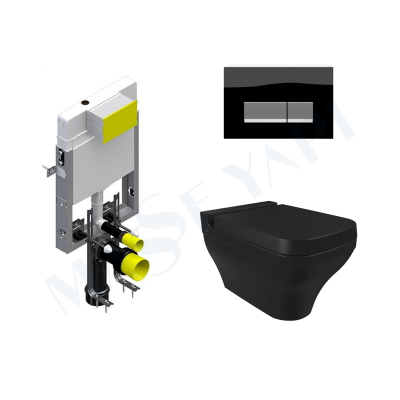 Bocchi Scala Asma Klozet -Mat Siyah Set ( Kapak Dahil ) + Gömme Rezervuar Seti - BOCCHI