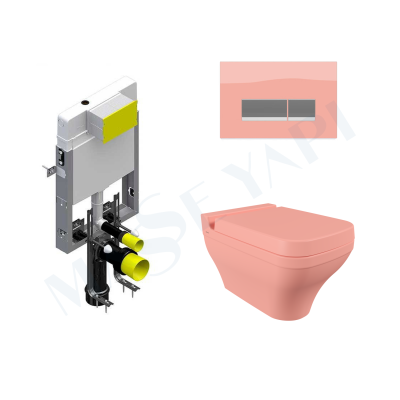 Bocchi Scala Asma Klozet - Mat Somon Set ( Kapak Dahil ) + Gömme Rezervuar Seti - BOCCHI