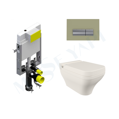 Bocchi Scala Asma Klozet -Parlak Bisküvi Set ( Kapak Dahil ) + Gömme Rezervuar Seti - BOCCHI