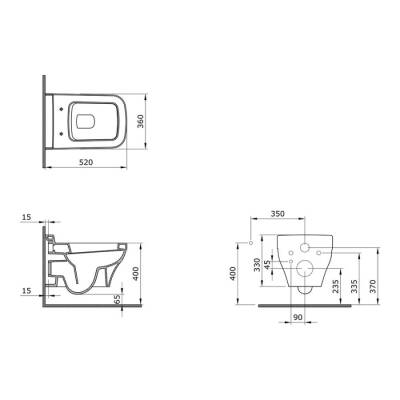 Bocchi Scala Asma Klozet Parlak Siyah Kapak Hariç 1080-005-0128 - BOCCHI (2)