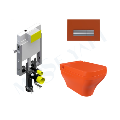 Bocchi Scala Asma Klozet -Parlak Turuncu Set ( Kapak Dahil ) + Gömme Rezervuar Seti - BOCCHI