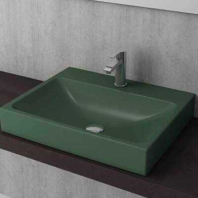 Bocchi Scala Tezgah Üstü Lavabo 60 cm Mat Yeşil 1077-027-0126 - BOCCHI