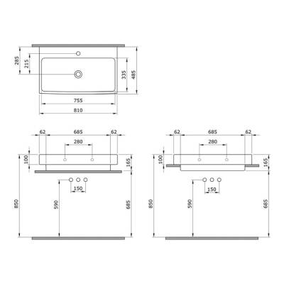 Bocchi Scala Tezgah Üstü Lavabo 80 cm Parlak Beyaz 1078-001-0126 - BOCCHI (2)