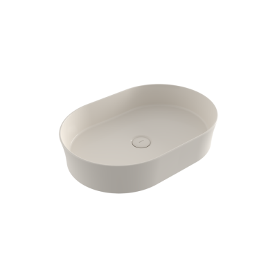 Bocchi Slim Line Oval Lavabo 55x38 cm Parlak Bisküvi - BOCCHI