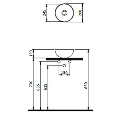 Bocchi Slim Line Vessel Yuvarlak Mini Lavabo 26 cm Mat Beton - BOCCHI (1)