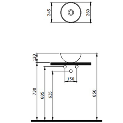 Bocchi Slim Line Vessel Yuvarlak Mini Lavabo 26 cm Parlak Mandalina Sarısı - BOCCHI (1)