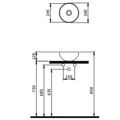 Bocchi Slim Line Vessel Yuvarlak Mini Lavabo 26 cm P.Burgonya Bordosu - BOCCHI (1)