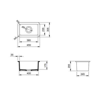 Bocchi Sotto 46 cm Mutfak Eviyesi Mat Siyah - BOCCHI (1)