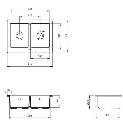 Bocchi Sotto 80 cm Tezgah Önü Mutfak Eviyesi Mat Gri - BOCCHI (1)