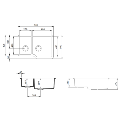 Bocchi Sotto 84 cm Mutfak Eviyesi Mat Siyah - BOCCHI (1)