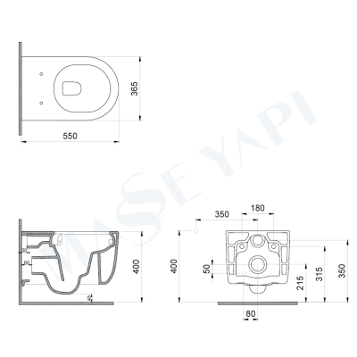 Bocchi Speciale Jet Flush Asma Klozet - Mat Gri Set (Kapak Dahil) + Gömme Rezervuar Seti - BOCCHI (1)