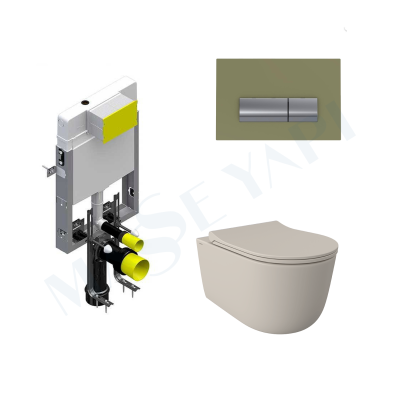 Bocchi Speciale Jet Flush Asma Klozet - Mat Yasemin Set (Kapak Dahil) + Gömme Rezervuar Seti - BOCCHI