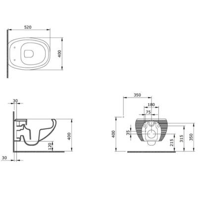Bocchi Strata Rimless Asma Klozet Kanalsız Parlak Siyah Kapak Hariçtir 1412-005-0128 - BOCCHI (2)