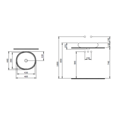 Bocchi Strata Tezgah Üstü Lavabo 49 cm Mat Petrol Mavisi - BOCCHI (1)