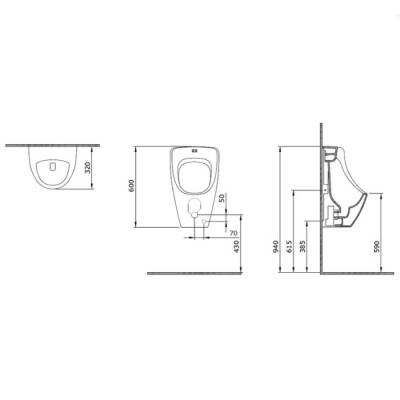 Bocchi Taormina Arch Arkadan Su Girişli Pisuvar Parlak Beyaz 1383-001-0131 - BOCCHI (1)