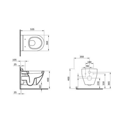 Bocchi Taormina Arch Asma Klozet Kapak Hariç Antrasit 1012-020-0128 - BOCCHI (1)