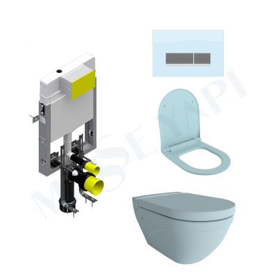 Bocchi Taormina Arch Asma Klozet - Mat Buz Mavisi Set ( Kapak Dahil) + Gömme Rezervuar Seti - BOCCHI