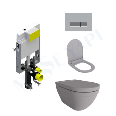 Bocchi Taormina Arch Asma Klozet - Mat Gri Set ( Kapak Dahil) + Gömme Rezervuar Seti - BOCCHI