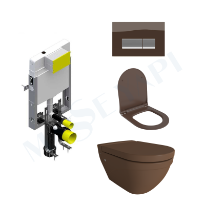 Bocchi Taormina Arch Asma Klozet - Mat Kahve Set ( Kapak Dahil) + Gömme Rezervuar Seti - BOCCHI