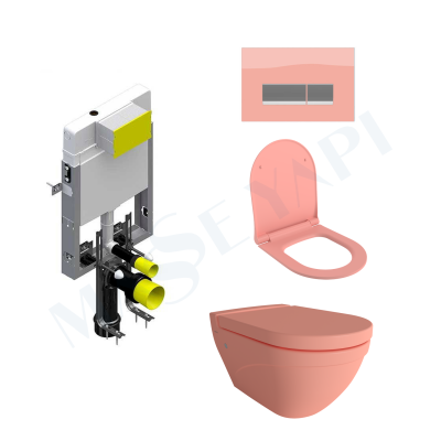 Bocchi Taormina Arch Asma Klozet - Mat Somon Set ( Kapak Dahil) + Gömme Rezervuar Seti - BOCCHI