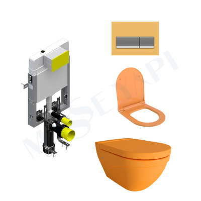 Bocchi Taormina Arch Asma Klozet - P.Mandalina Sarisi Set ( Kapak Dahil) + Gömme Rezervuar Seti - BOCCHI