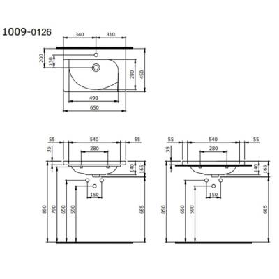 Bocchi Taormina Arch Etajerli Lavabo, 65 cm, Bisküvi 1009-014-0126 - BOCCHI (2)
