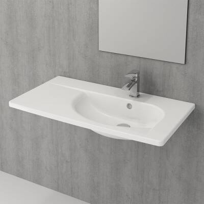 Bocchi Taormina Arch Etajerli Lavabo 86 cm Parlak Beyaz 1020-001-0126 - BOCCHI (1)