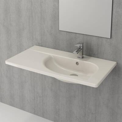 Bocchi Taormina Arch Etajerli Lavabo 86 cm Parlak Bisküvi 1020-014-0126 - BOCCHI (1)