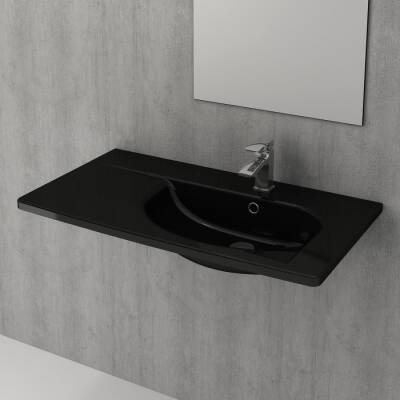 Bocchi Taormina Arch Etajerli Lavabo 86 cm Parlak Siyah 1020-005-0126 - BOCCHI (1)