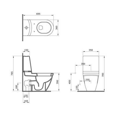 Bocchi Taormina Arch Klozet Mat Gri Rezervuar ve Kapak Hariç 1017-006-0128 - BOCCHI (1)
