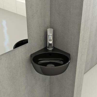 Bocchi Taormina Arch Köşe Lavabo 30 cm Parlak Siyah 1392-005-0126 - BOCCHI