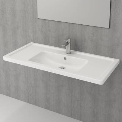 Bocchi Taormina Pro Etajerli Lavabo, 105 cm, Parlak Beyaz 1118-001-0126 - BOCCHI (2)