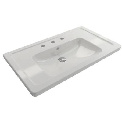 Bocchi Taormina Pro Etajerli Lavabo 3 Armatür Delikli Parlak Beyaz 85 cm 1008-001-0127 - BOCCHI