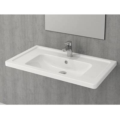 Bocchi Taormina Pro Etajerli Lavabo Parlak Beyaz 85 Cm 1008-001-0126 - BOCCHI