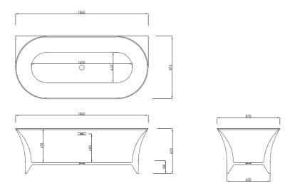 Bocchi Taranto Parlak Siyah Küvet 184x87 cm - BOCCHI (1)