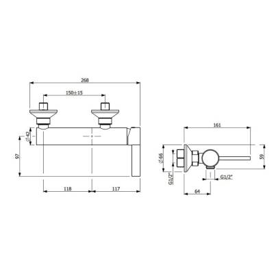 Bocchi Tek Kollu Cube Duş Bataryası Krom 1015 0022 - BOCCHI (1)