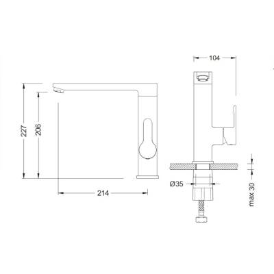 Bocchi Tek Kumandalı Eviye Bataryası Krom 2201 0005 - BOCCHI (1)